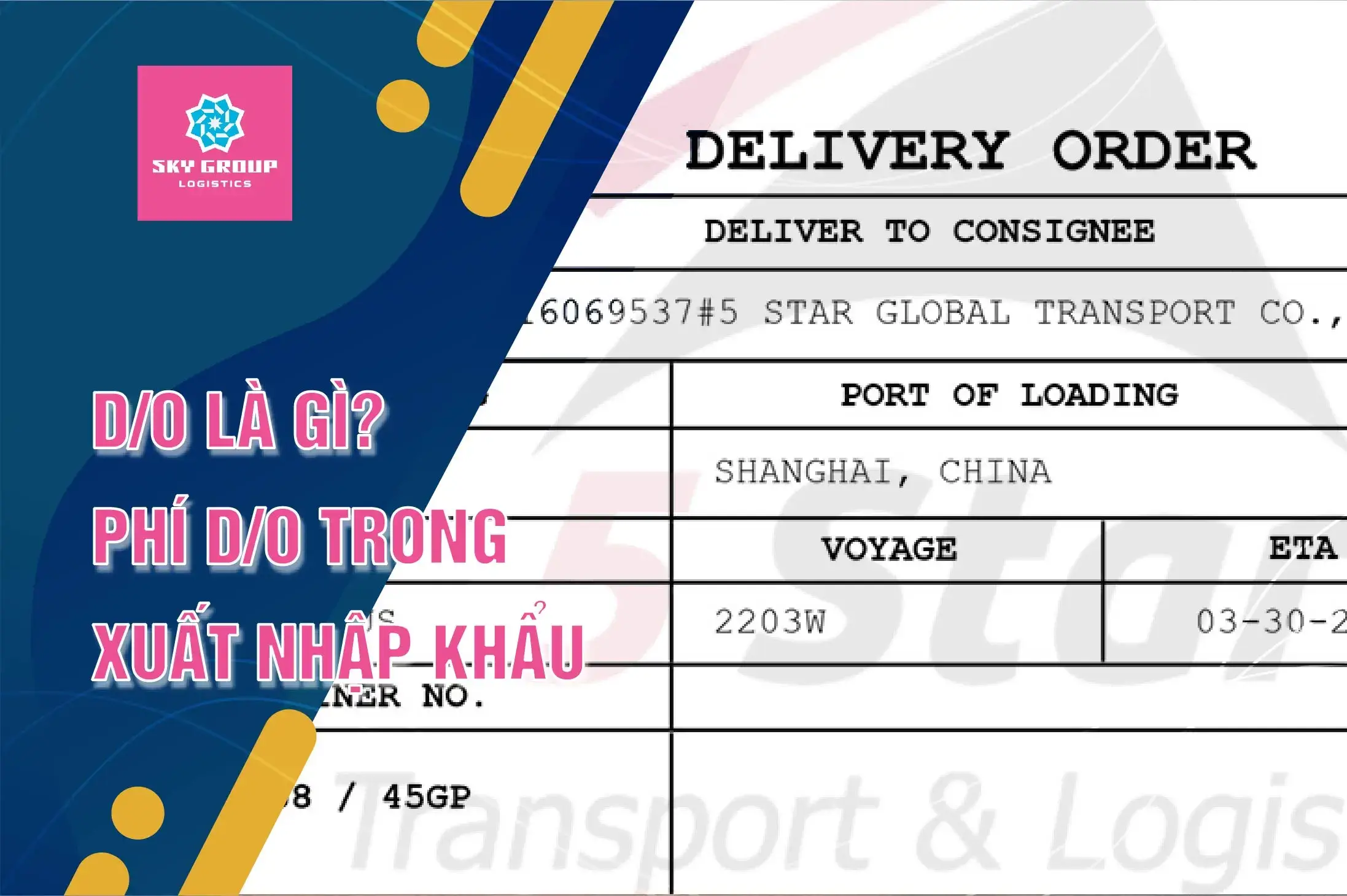 Phí D/O được viết tắt từ Delivery Order fee là lệnh giao hàng, là chứng từ do hãng tàu phát hành dùng để nhận hàng mà doanh nghiệp nhập khẩu nhận được để trình cho cơ quan giám sát kho hàng (cảng đến) trước khi có thể rút hàng ra khỏi container, kho, bãi,… Để lấy được hàng, consignee bắt buộc phải có chứng từ này, khi chứng từ có ghi trong lệnh giao hàng_consignee.